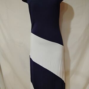 PattyBoutik Strapless Navy and White Dress